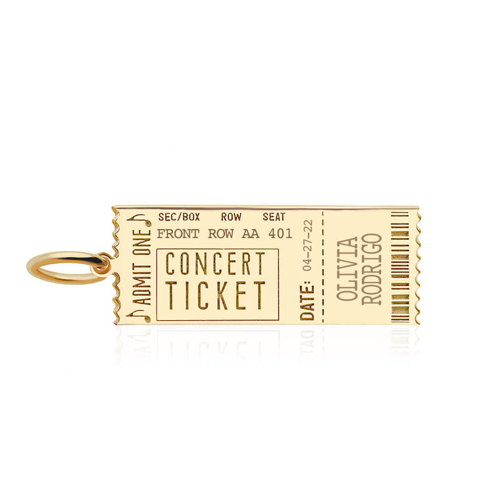 Concert Ticket Charm, Solid Gold - JET SET CANDY (7847886422264)