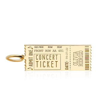 Concert Ticket Customizable Charm Gold