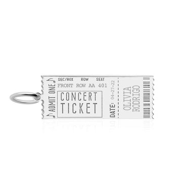 Concert Ticket Charm, Silver