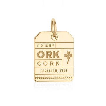 Gold Vermeil Ireland Charm, ORK Cork Luggage Tag