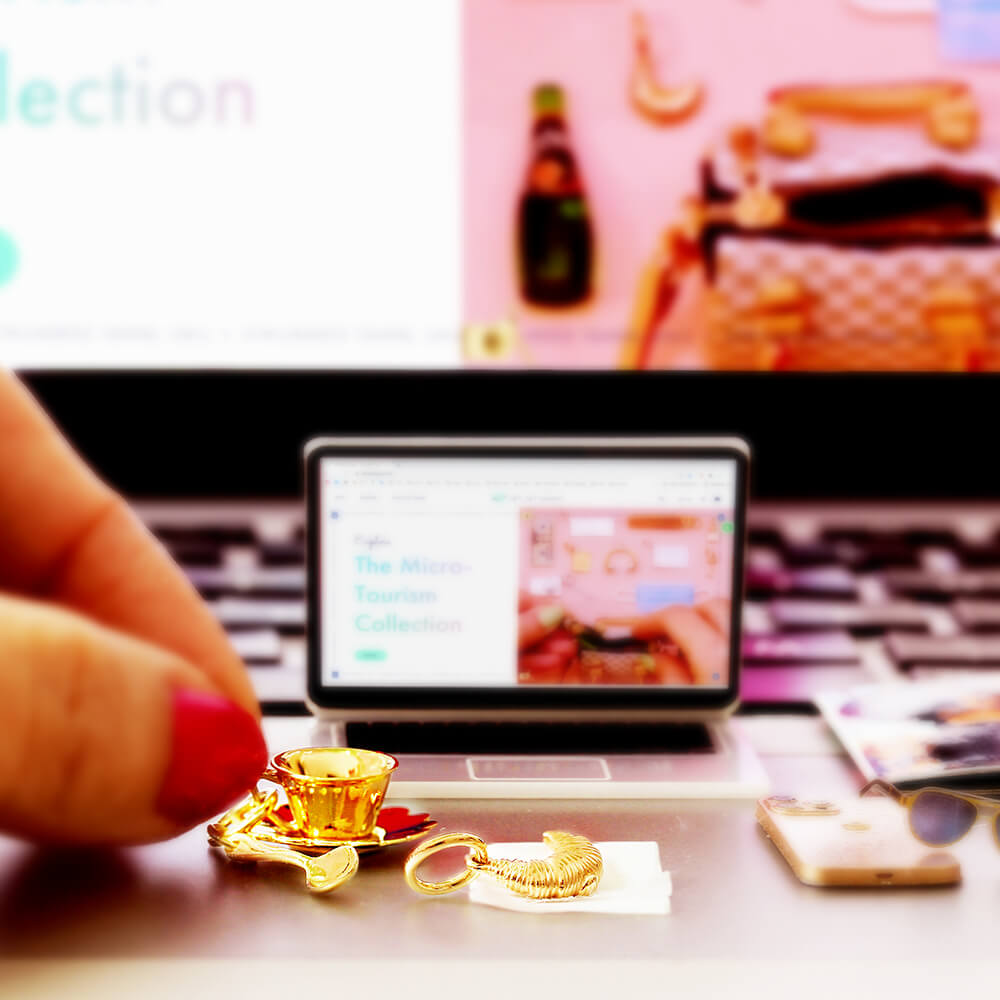 Solid Gold Mini Croissant Charm - JET SET CANDY (1720171561018)