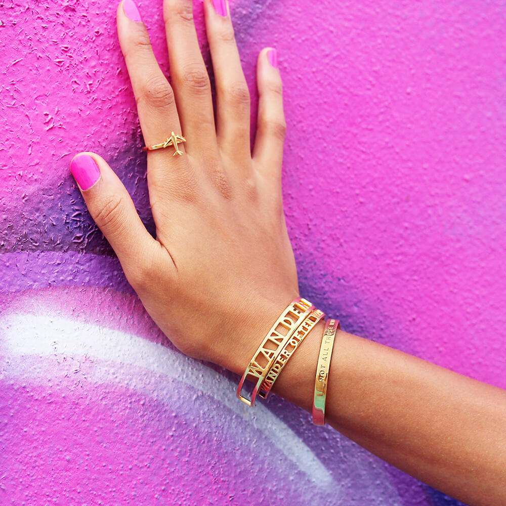 Gold Cutout Cuff Bracelet, Wanderlust (2307150774330)