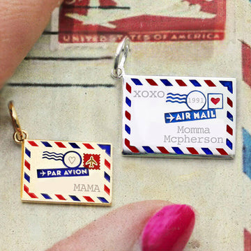 Solid Gold Customizable Air Mail Charm, Mini