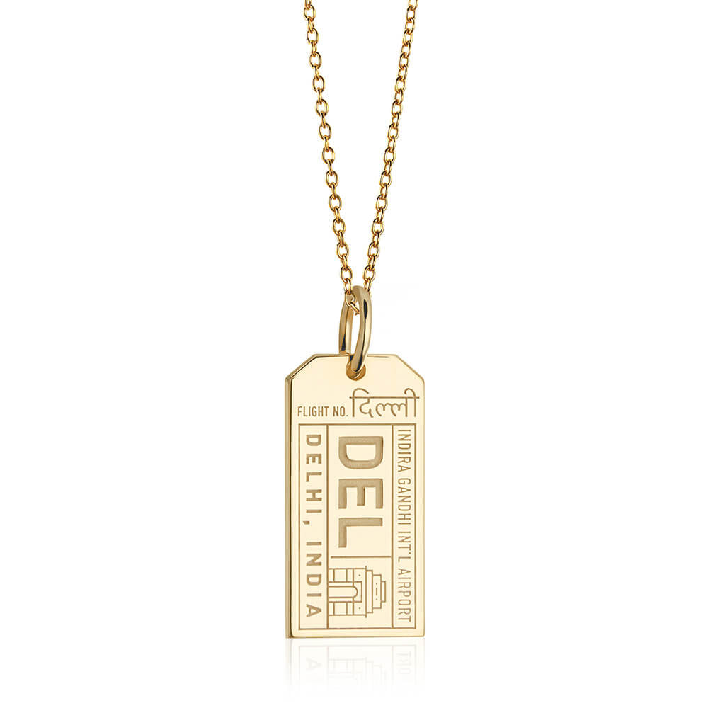 Gold India Charm, DEL Delhi Luggage Tag Charm - JET SET CANDY (7781392580856)