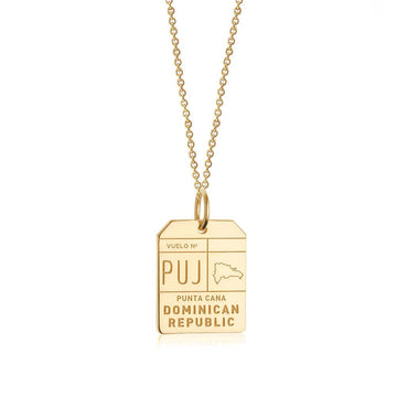 Punta Cana Dominican Republic PUJ Luggage Tag Charm Gold