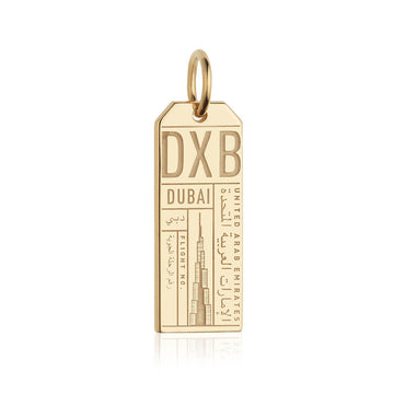 Dubai United Arab Emirates DXB Luggage Tag Charm Gold