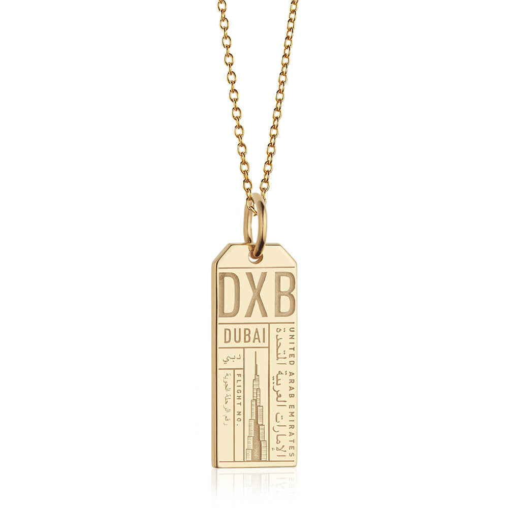 Solid Gold Dubai Charm, DXB Luggage Tag - JET SET CANDY (7781896388856)