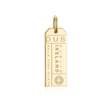 Gold Vermeil Ireland Charm, DUB Dublin Luggage Tag