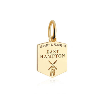 East Hampton New York USA HTO Luggage Tag Charm Solid Gold