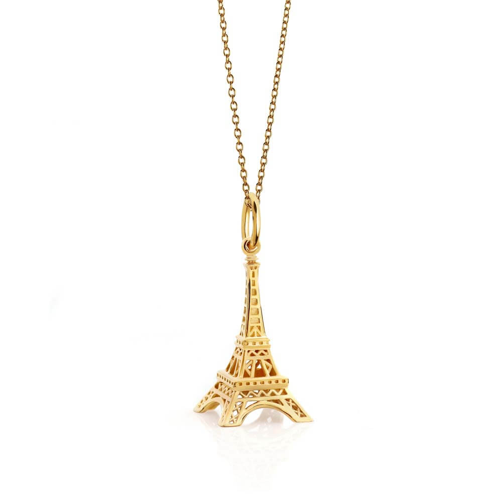 Solid Gold Eiffel Tower Charm - JET SET CANDY  (4588285493336)