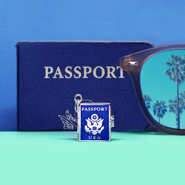 Passport Book Charm USA Enamel Gold