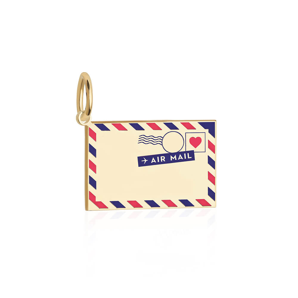 Solid Gold Customizable Air Mail Charm - JET SET CANDY (7671780475128)