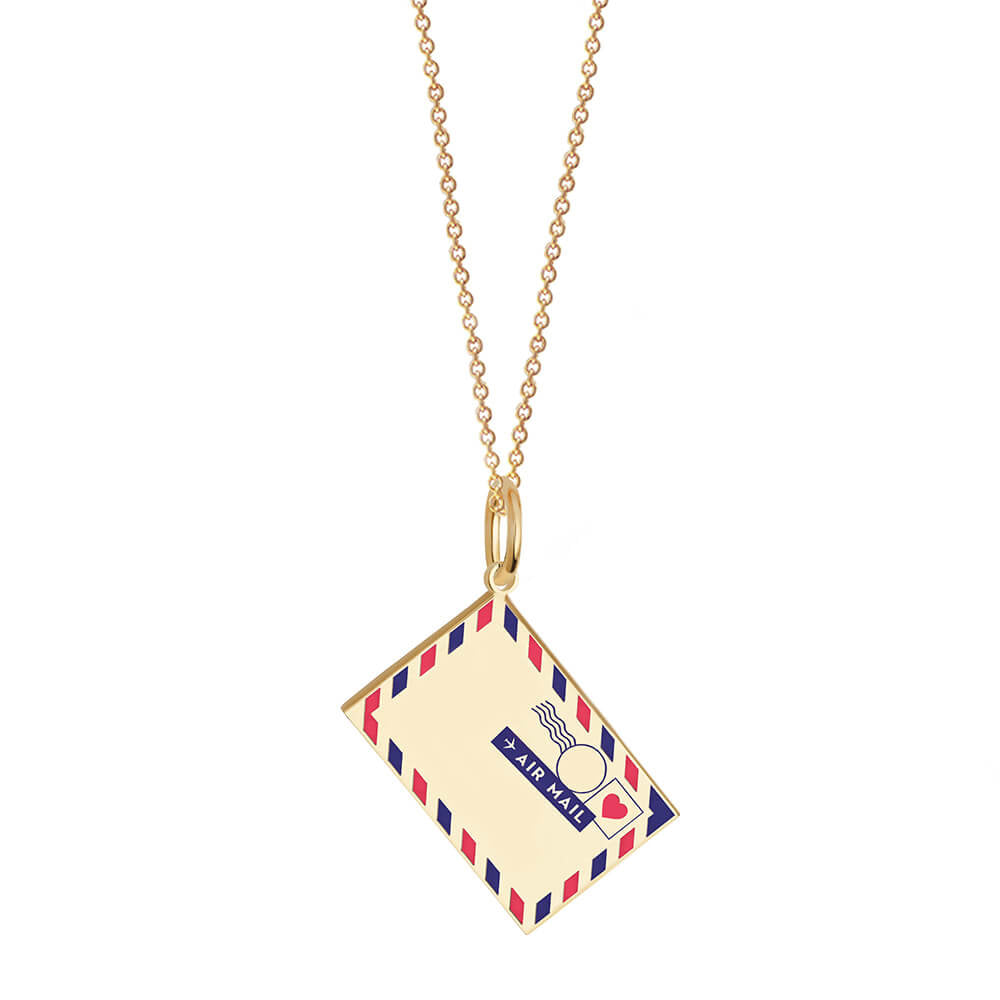 Solid Gold Customizable Air Mail Charm - JET SET CANDY (7671780475128)