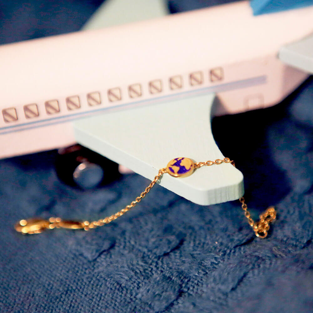 Solid Gold Baby Globe Bracelet - JET SET CANDY (7680888373496)