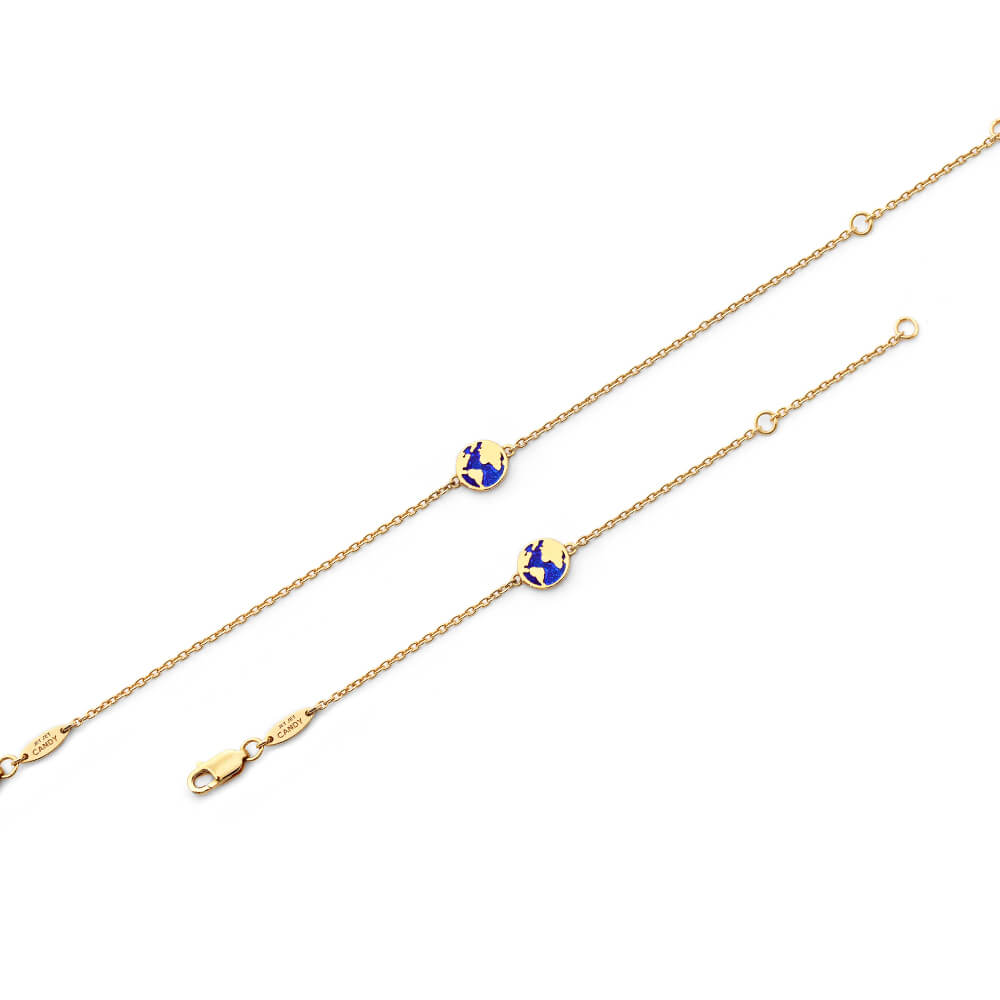 Solid Gold Mom & Baby Globe Bracelet Bundle - JET SET CANDY (7680902463736)