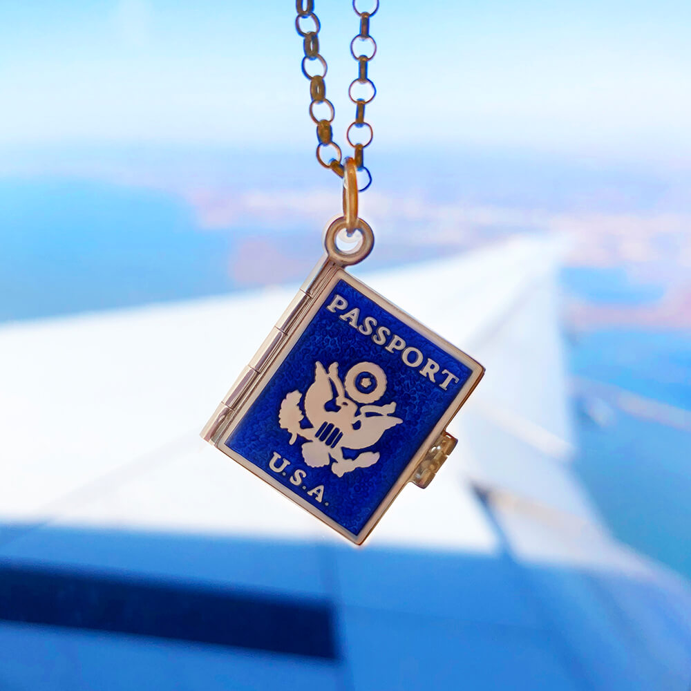Bespoke Solid Gold Passport Book Charm, Enamel - JET SET CANDY (7535262433528)