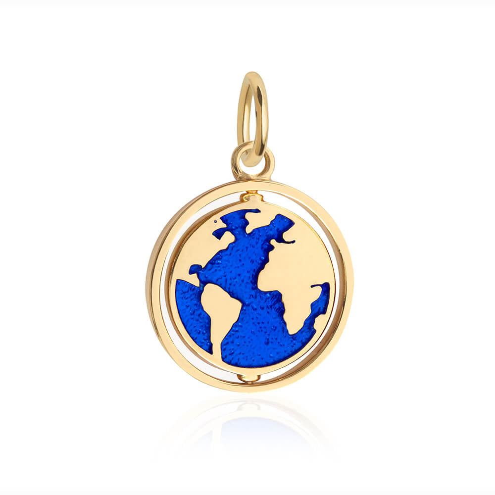 Large Gold Spinning Globe Charm (Ships Dec.) (6738296504504)