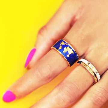 World Map Ring, Gold