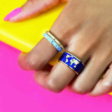 World Map Ring, Gold
