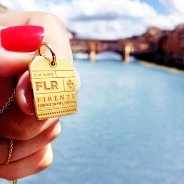 Florence Italy FLR Luggage Tag Charm Solid Gold