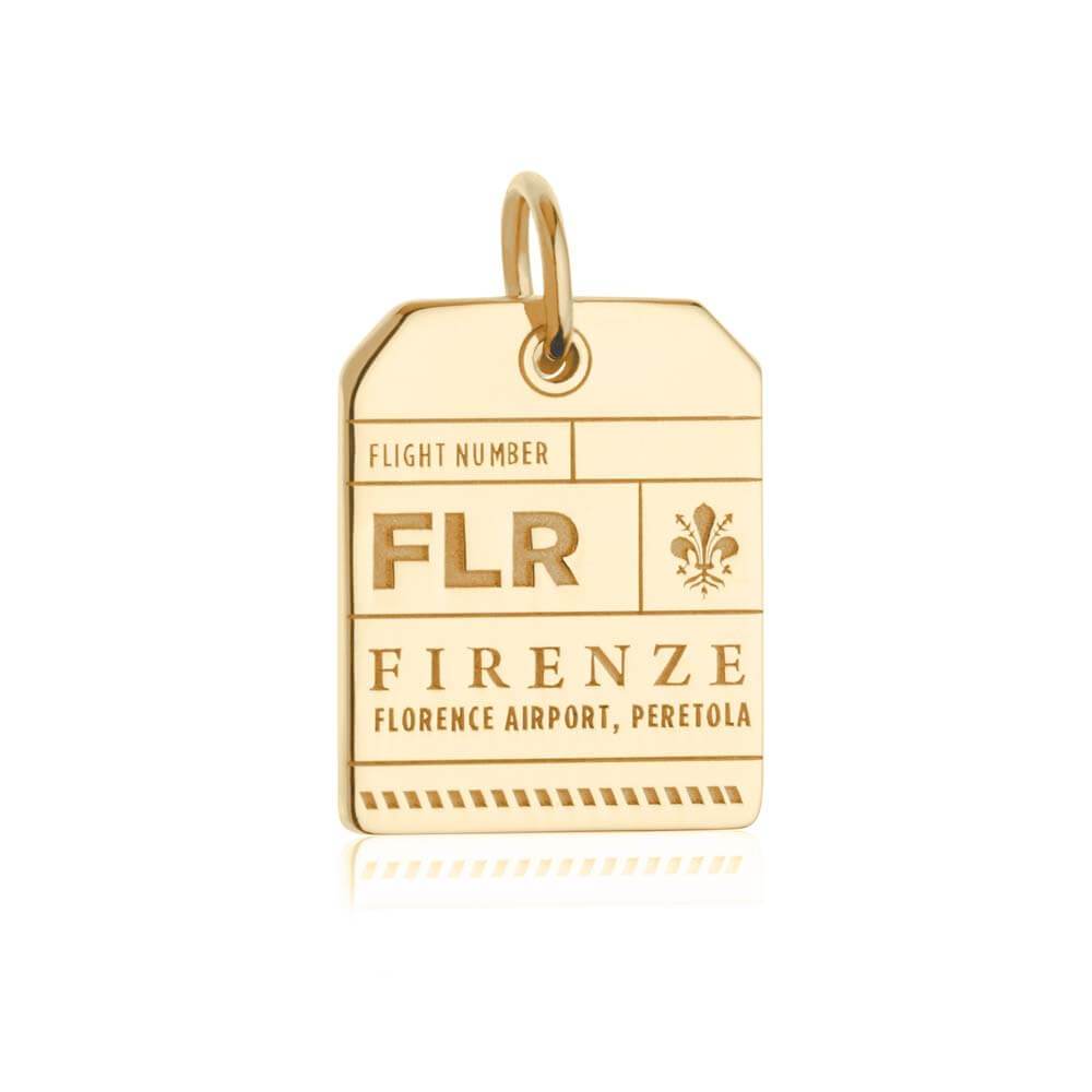 Florence, Italy | FLR Airport Luggage Tag Charm | 14K Solid Gold 