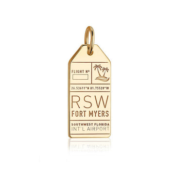 Fort Myers Florida USA RSW Luggage Tag Charm Gold