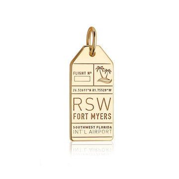 Fort Myers Florida USA RSW Luggage Tag Charm Solid Gold