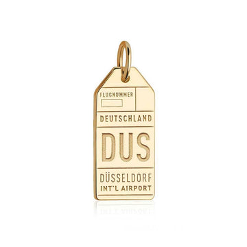 Dusseldorf Germany DUS Luggage Tag Charm Solid Gold