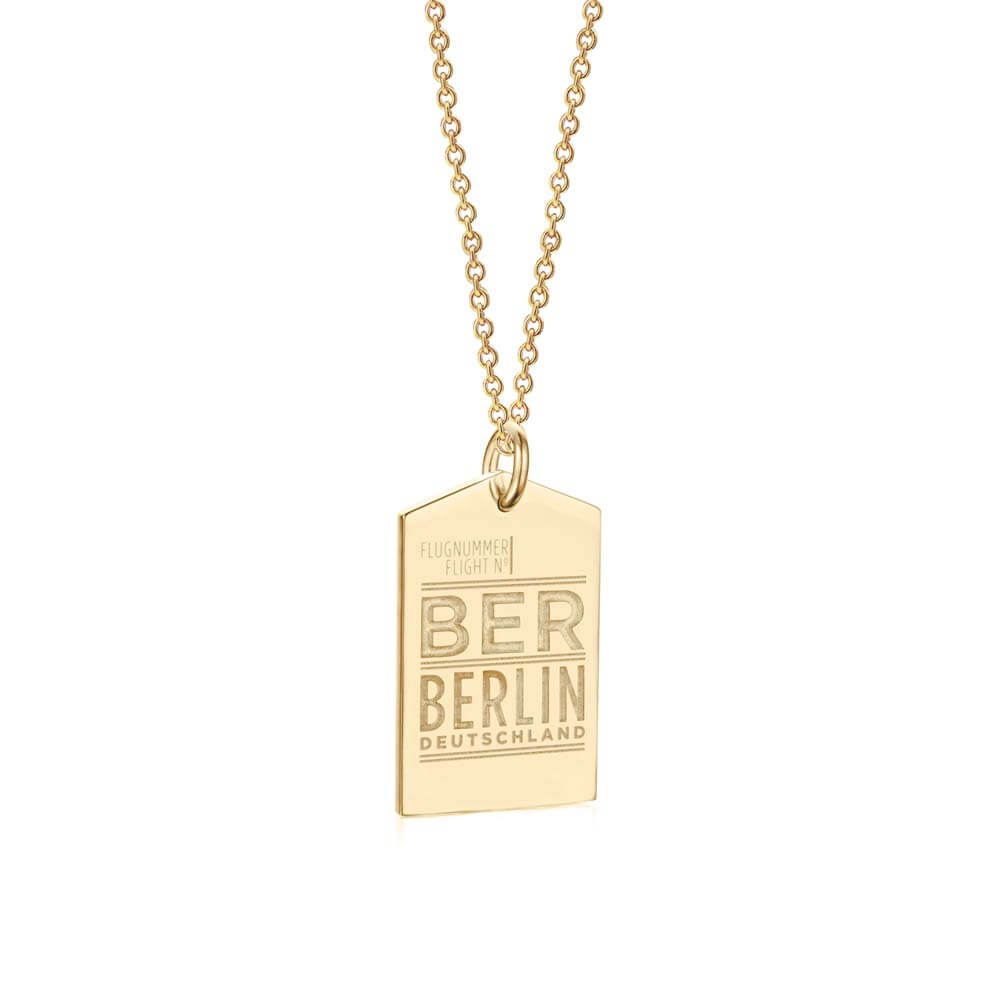 Gold Vermeil Berlin Charm, BER Luggage Tag - JET SET CANDY  (1720191877178)