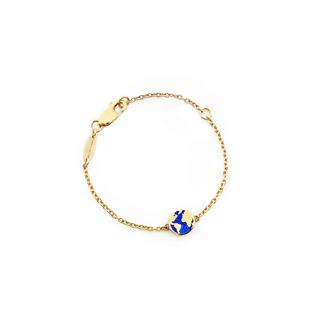 Solid Gold Baby Globe Bracelet - JET SET CANDY (7680888373496)