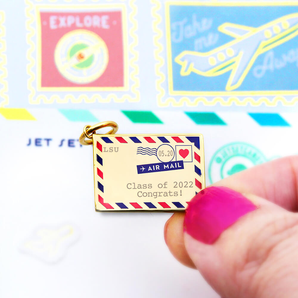 Gold Customizable Air Mail Charm - JET SET CANDY (7671780212984)