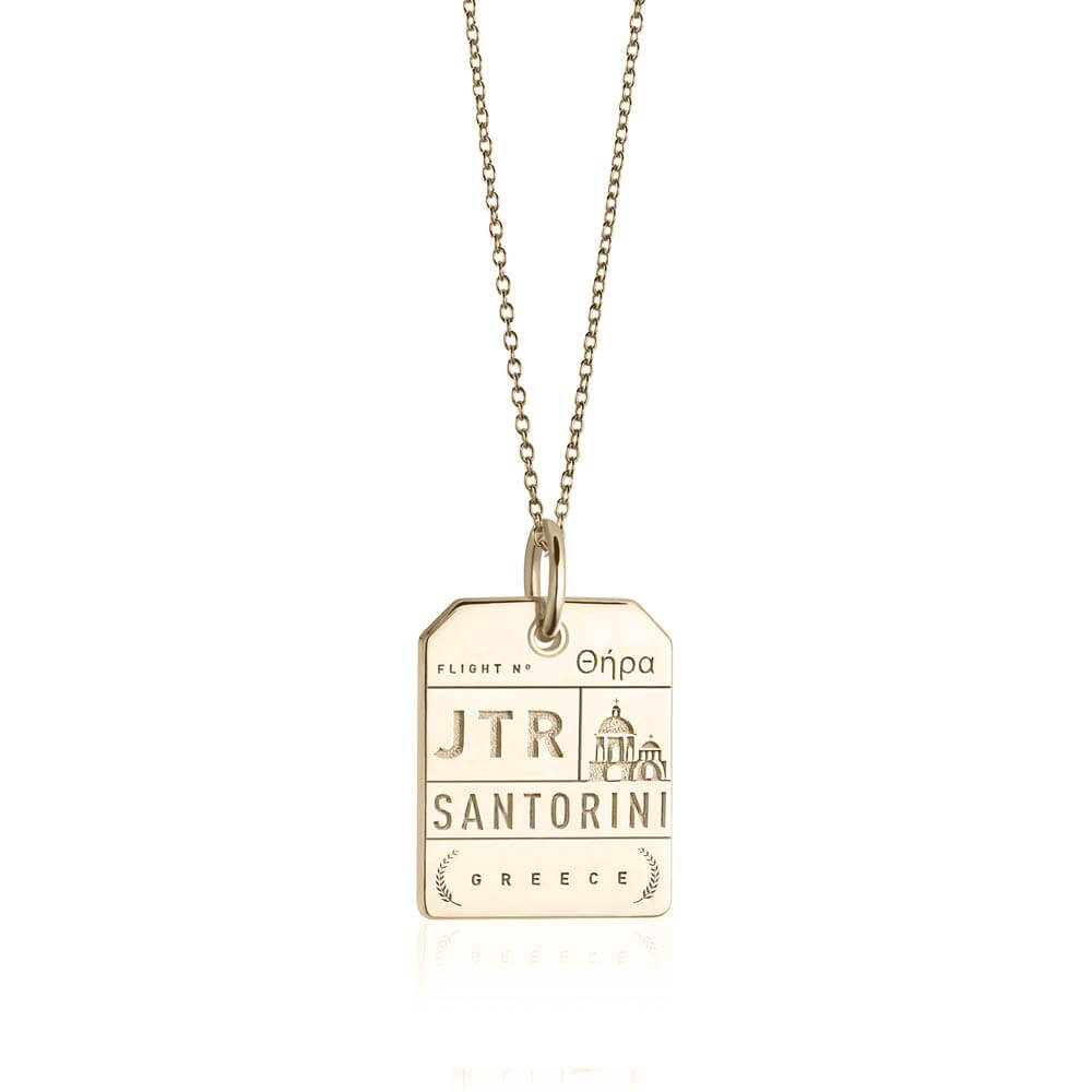 Gold Vermeil Greece Charm, JTR Santorini Luggage Tag (SHIPS JUNE) - JET SET CANDY  (1720186470458)