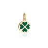 4 leaf Clover Charm Green Enamel Solid Gold Mini