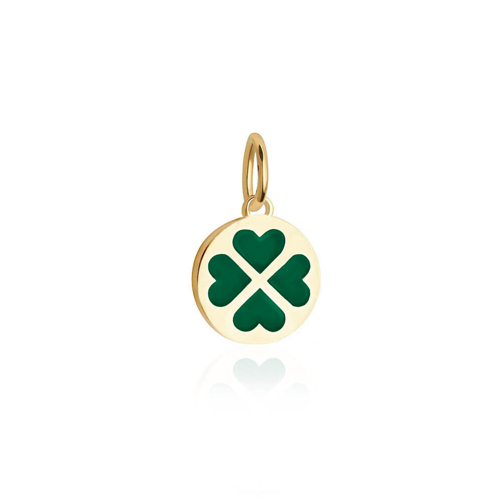 4 leaf Clover Charm Green Enamel Gold Mini – JET SET CANDY