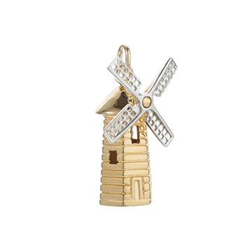 Windmill Charm Amsterdam Netherlands Solid Gold