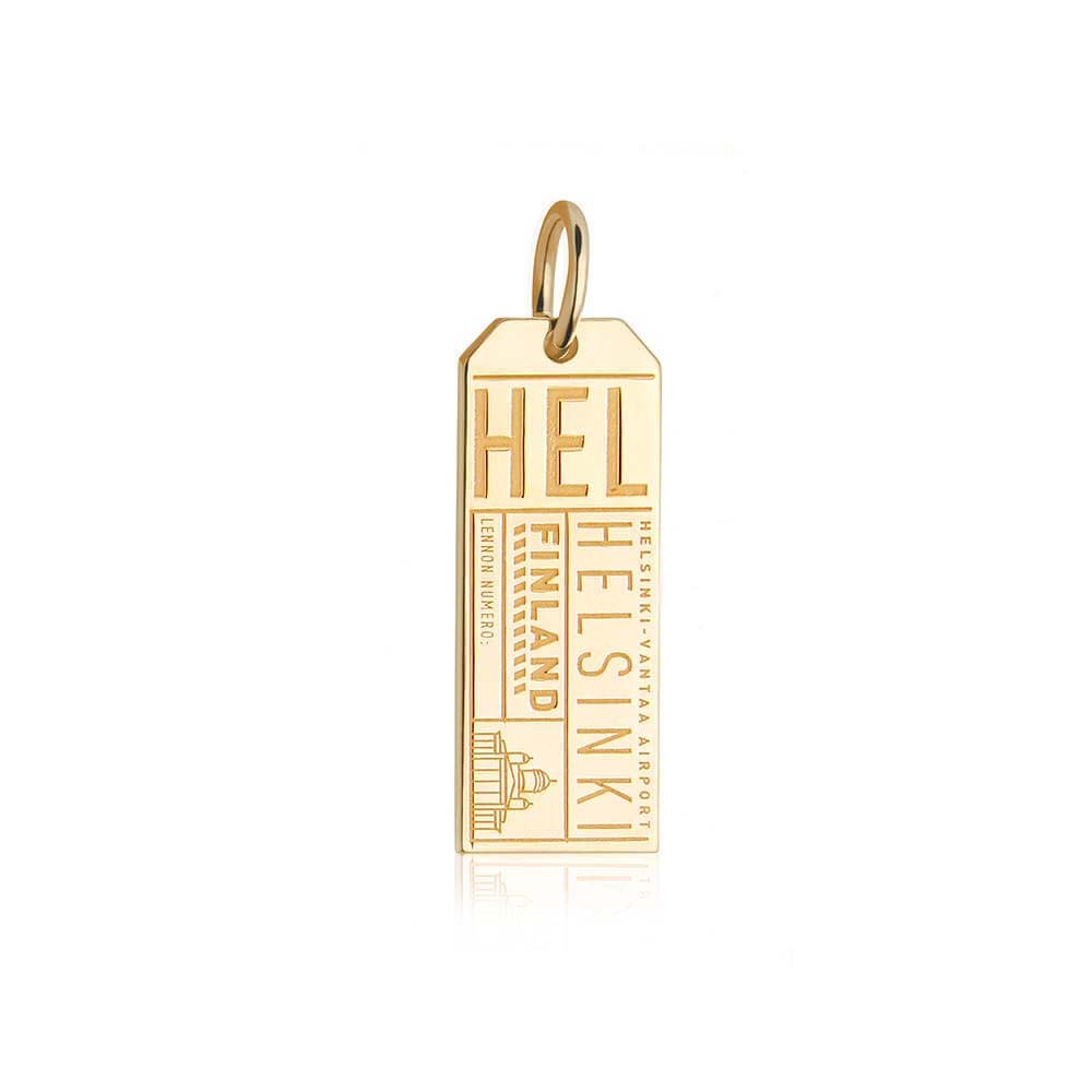 Gold Vermeil Finland Charm, HEL Helsinki Luggage Tag - JET SET CANDY  (1720186241082)