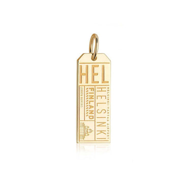 Helsinki Finland HEL Luggage Tag Charm Solid Gold