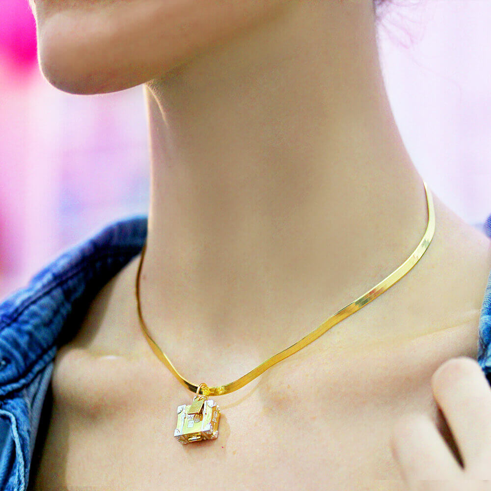 Gold Herringbone Chain, 16