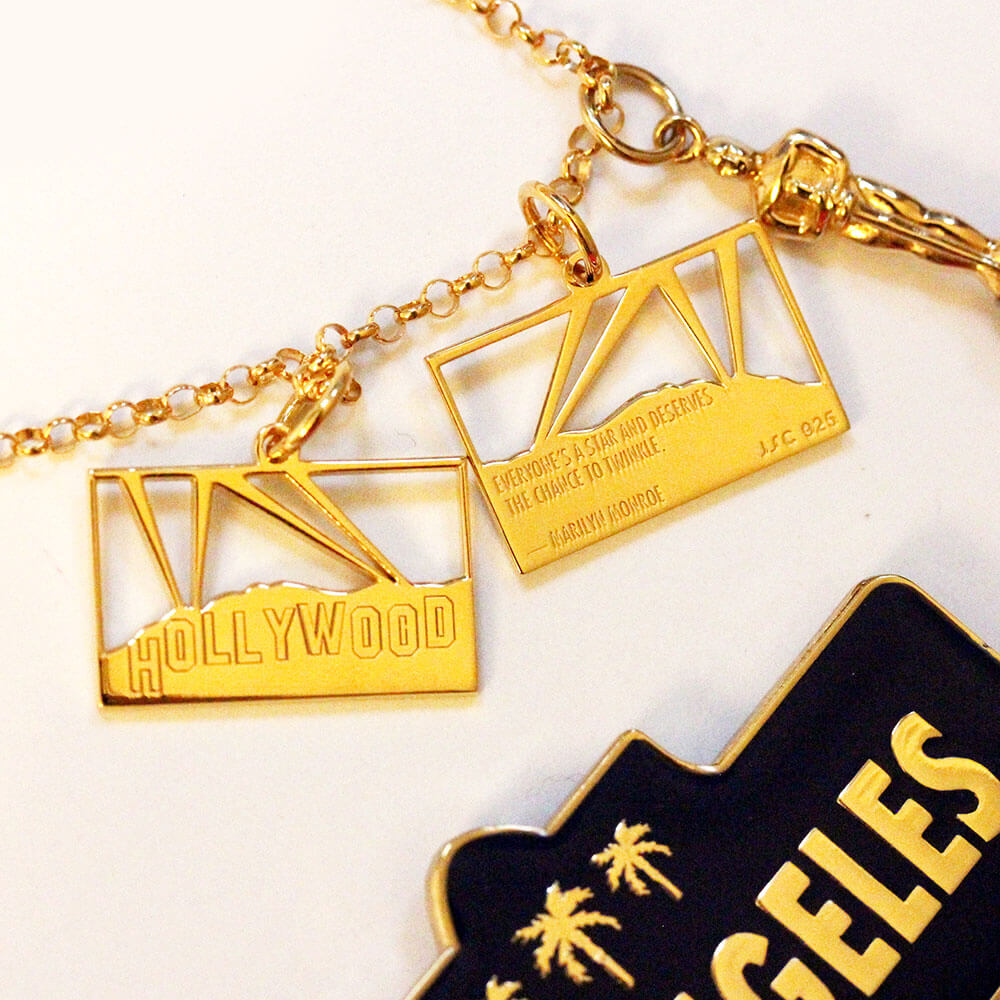 Gold LA Charm, Hollywood Hills Sign - JET SET CANDY  (1720175788090)