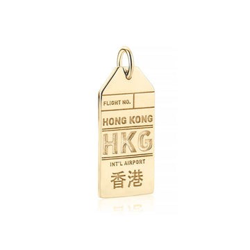 Hong Kong China HKG Luggage Tag Charm Solid Gold