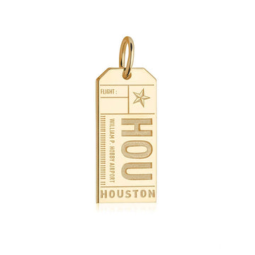 Houston Texas USA HOU Luggage Tag Charm Gold