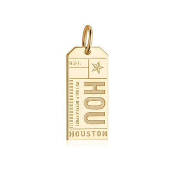 Houston Texas USA HOU Luggage Tag Charm Solid Gold