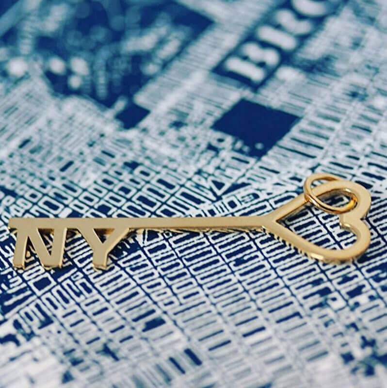 Gold I Love New York Key & Heart Charm - JET SET CANDY  (1720174968890)