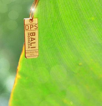 Bali Indonesia DPS Luggage Tag Charm Solid Gold