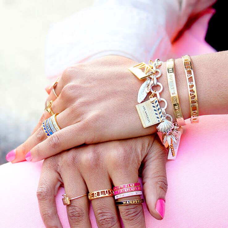 Gold Wanderlust Ring, Black Enamel - JET SET CANDY (4640390676568)
