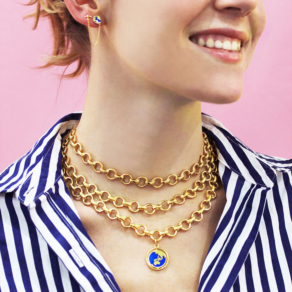 Solid Gold Infinity Link Charm Necklace - JET SET CANDY (6103382884536)