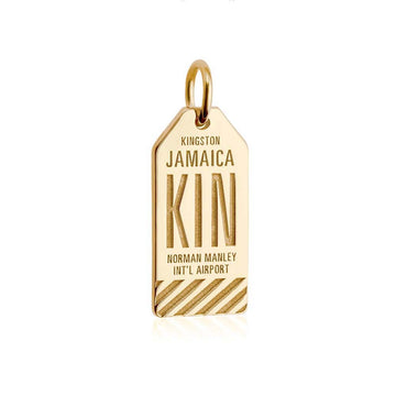 Kingston Jamaica Caribbean KIN Luggage Tag Charm Gold
