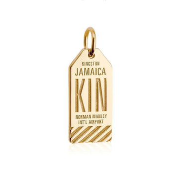 Kingston Jamaica Caribbean KIN Luggage Tag Charm Solid Gold