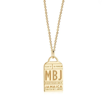 Montego Bay Caribbean MBJ Luggage Tag Charm Solid Gold