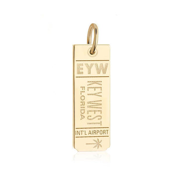 Key West Florida USA EYW Luggage Tag Charm Solid Gold